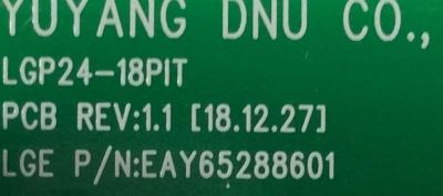 FUENTE PARA MONITOR LG / NUMERO DE PARTE EAY65288601 / LGP24-18PIT / TM4MI652886020082 (1.6) / PANEL LD430EQE (FL)(A1) / MODELO 43UN700-BC.AUSLMSN / 27MD5KLB - Imagen 3